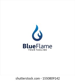 Blue flame logo design template inspiration idea
