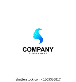 Blue flame logo design template