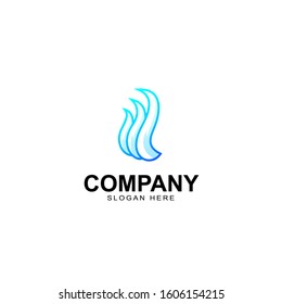 Blue flame logo design template