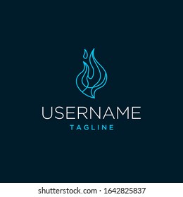 blue flame logo design template . blue fire logo design template . fire outline logo design . little flame icon