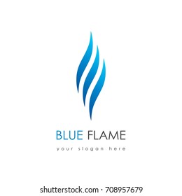 Blue flame logo icon. Creative concept template design for gas company, web or mobile app. Vector illustration