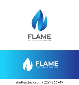 Blue Flame Logo vector design initial letter N shape