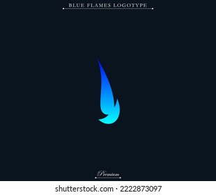 Blue flame modern and futuristic logotype illustration. Fire with blue gradient symbol. Fit for company brand, industry merch, identity. Vector eps 10