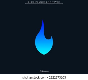 Blue flame modern and futuristic logotype illustration. Fire with blue gradient symbol. Fit for company brand, industry merch, identity. Vector eps 10