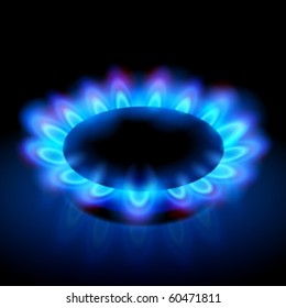 blue flames of a burning natural gas on black background - vector EPS10 - Shutterstock ID 60471811