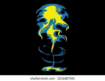 Blue flames cartoon element for comic illustration, vintage poster, retro background. Vector eps 10 