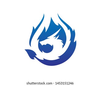 Blue Flaming Fire Dragon Vector 