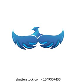 Blue flapping wings eagle logo template