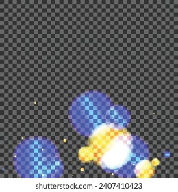 Blue Flare Background Transparent Vector. Dot Firework Texture. Neon Design. Pink Ball Holiday Card. Blur Particle.