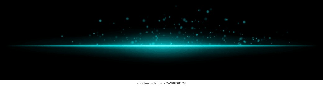 Blue flare burst. Single glowing horizontal beam with scattered particles and flare on dark background. Perfect for energy, tech, fire, sci-fi motion effects.