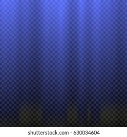 Blue flare. Electric polar rays. Glaring effect with transparency. Abstract glowing light background. Ready to apply. Graphic element for documents, templates, posters, flyers. Vector illustration