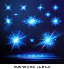 Blue flare lights set for your designs