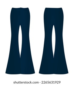 Blue flared loose pants. vector