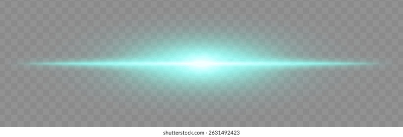 Blue flash burst. Bright horizontal ray on transparent background with wide glow, soft edges and tech effect. Perfect for energy, light, sci-fi, flash, electric theme.