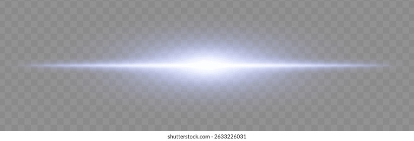 Blue flash burst. Bright horizontal ray on transparent background with wide glow, soft edges and tech effect. Perfect for energy, light, sci-fi, flash, electric theme.