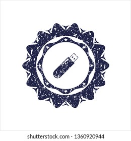 Blue flash drive icon inside rubber texture