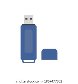 Icono de unidad flash azul (memoria USB) Icono de ilustración plana
