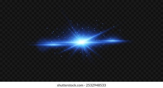 Blue flash, explosion of a bright star. An explosion of spark and glare. Vector illustration EPS10