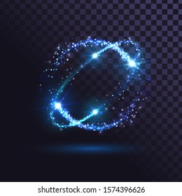 Blue flash, glowing rings, shiny spin effect with sparks