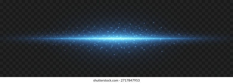 Destello azul de luz y haz con chispas.