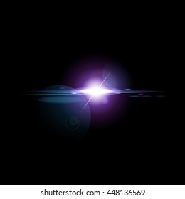 Blue flash of light. Light effect. Vector illustration.