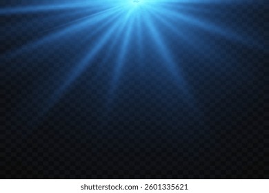 Blue flash of light rays, star explosion.