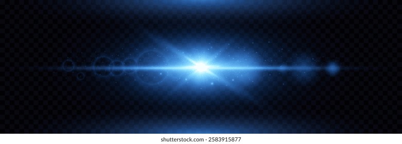 Blue flash of light.Neon flare.Blue light flash.EPS 10 vector.