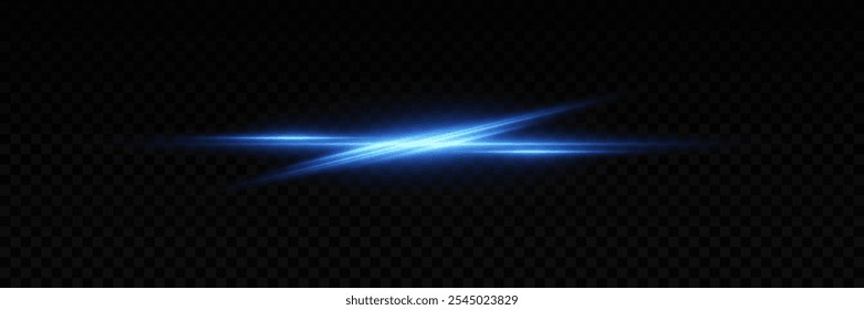Blue flash line and effect. On a transparent background.