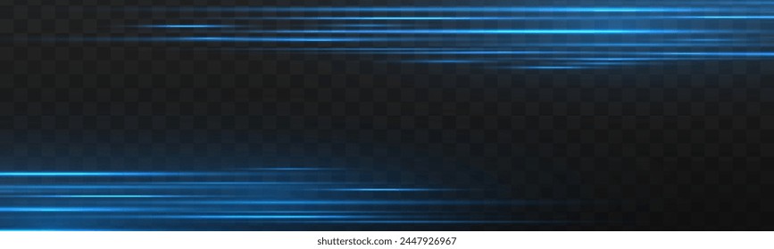 Blue flash on a black background. Flying magical blue dust. Semicircular wave, light trail curve swirl, optical fiber incandescent png.