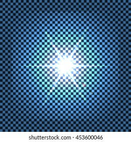 Blue flash on chess board seamless pattern. Fashion graphic. Background design. Modern stylish abstract texture. Template for prints, textile, wrapping and decoration, wallpaper. Vector illustration.
