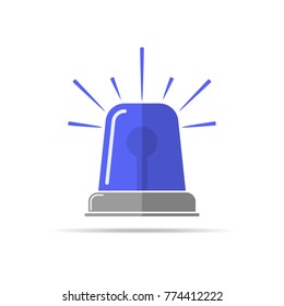 Blue flasher icon in flat design. Vector illustration. Police flasher icon