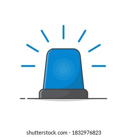 Blue Flasher Siren Vector Icon Illustration. Emergency Siren Flat Icon