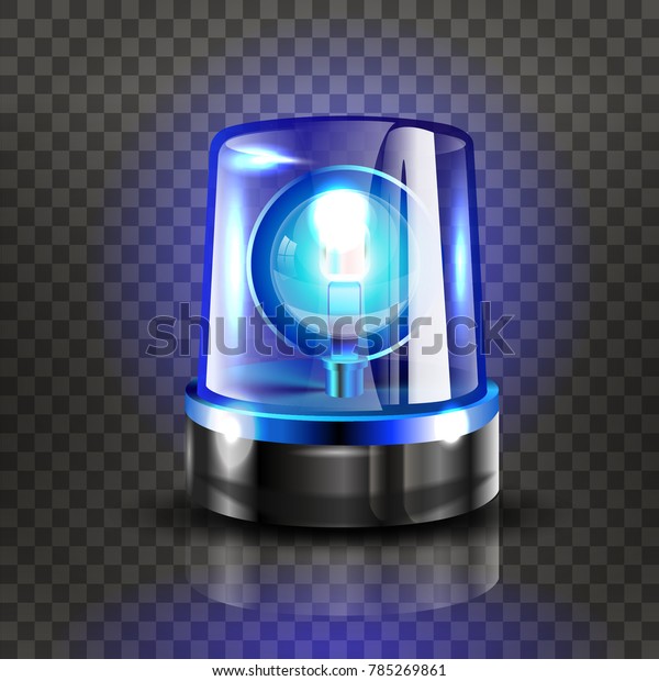 Blue Flasher\
Siren Vector. Realistic Object. Light Effect. Beacon For Police\
Cars Ambulance, Fire Trucks. Emergency Flashing Siren. Transparent\
Background vector\
Illustration