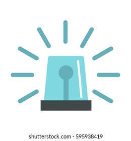Blue flashing emergency light icon in flat style isolated on white background vector illustration