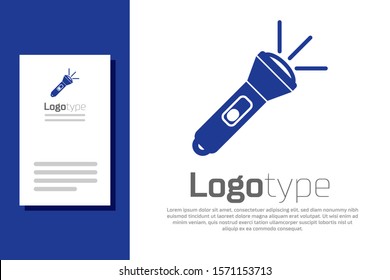 Blue Flashlight icon isolated on white background. Logo design template element. Vector Illustration
