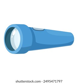 Blue flashlight shining a bright light beam, a portable light source for emergencies, camping, and outdoor adventures