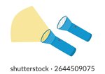 Blue flashlight or torch clipart. Electronic device, household equipment. Camping elements.