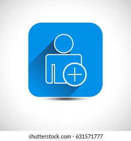 Blue flat add user profile icon vector illustration icon