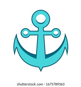 Blue flat anchor illustration. isolated on white background