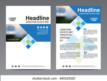 Blue Flat block Brochure Annual Report Flyer design template. Leaflet cover Presentation Modern flat background. illustration vector in A4 size
