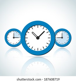 Blue flat business styled mechanical clock icons