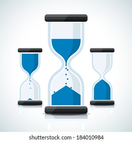 Blue flat business styled sand clock icons