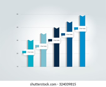 Blue Flat chart, graph. Simply color editable. Infographics elements.