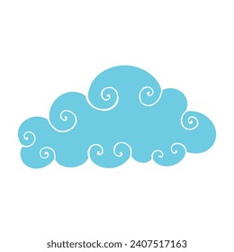 Blue flat cloud. Vector graphics.