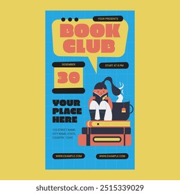 Blue Flat Design Book Club Social Media Story