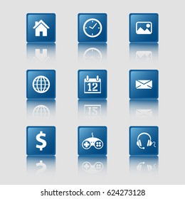 Blue Flat Design Icons, Common Applications, Collection 