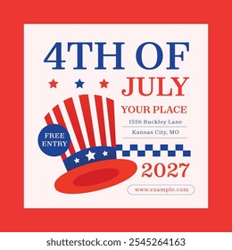 Blue Flat Design Independence Day Social Media Post