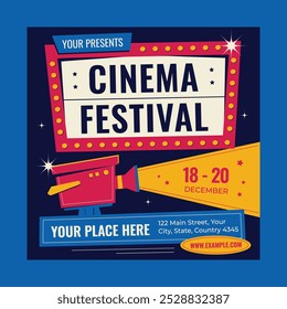 Blue Flat Design Movie Festival Social Media Post