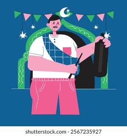 Blue Flat Design Ramadan Activity Asset illustration