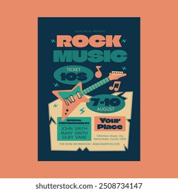 Blue Flat Design Rock Music Flyer